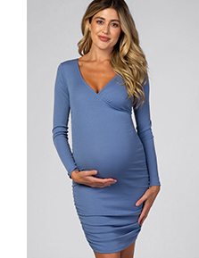 Shop The PinkBlush Periwinkle Ribbed Fitted Maternity/Nursing Dress