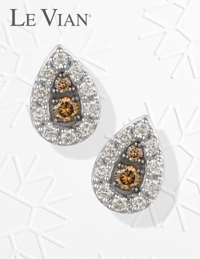 Le Vian Diamond Teardrop Halo Stud Earrings 1/4 ct tw 14K Vanilla Gold