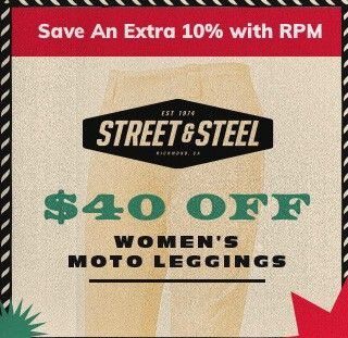 Street & Steel $30 off women's moto leggings 