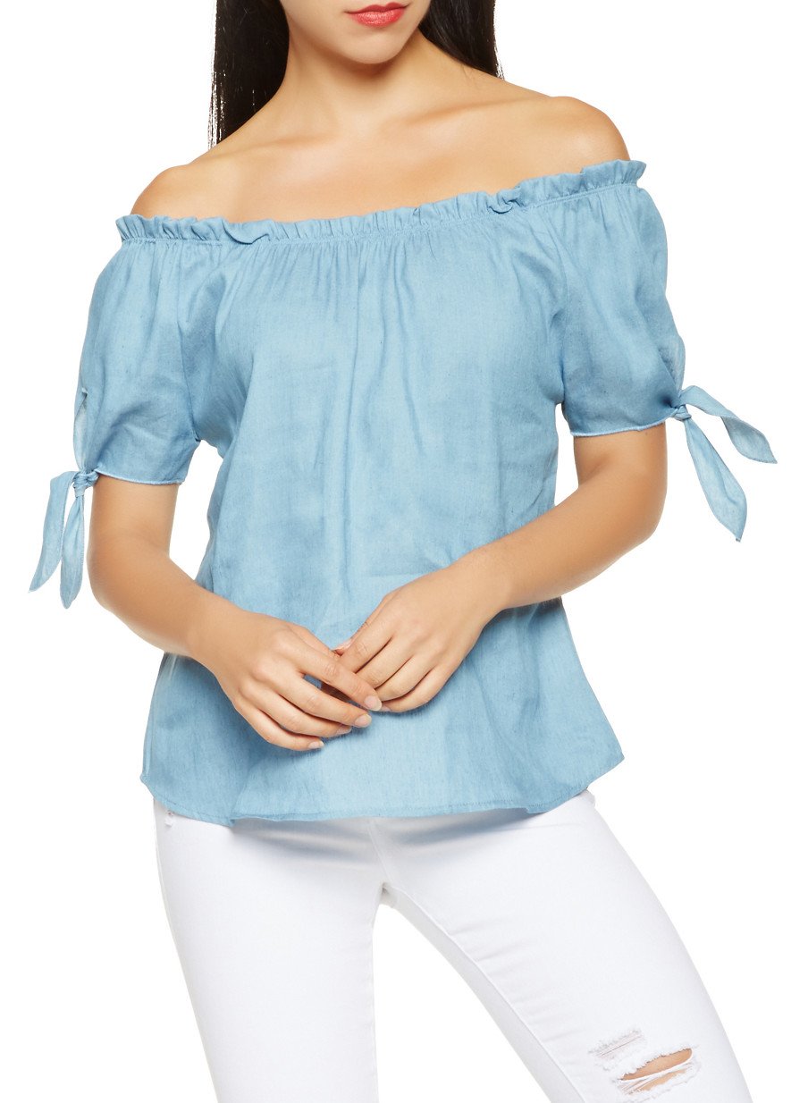 Chambray Off the Shoulder Top