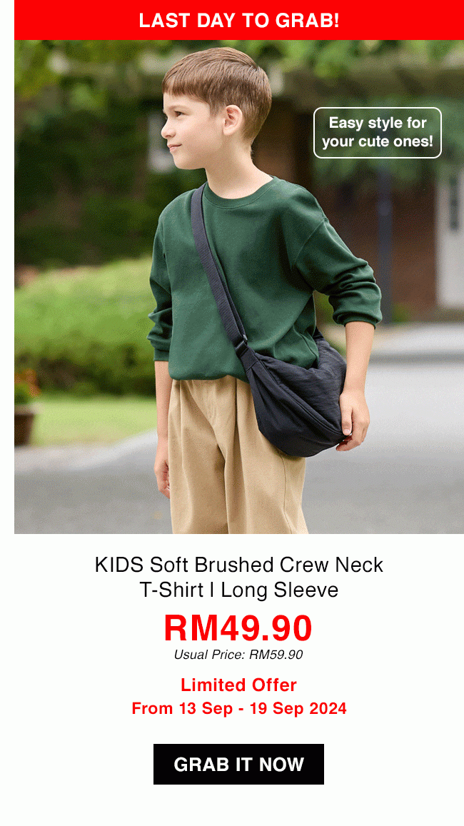 KIDS Soft Brushed Crew Neck T-Shirt | Long Sleeve