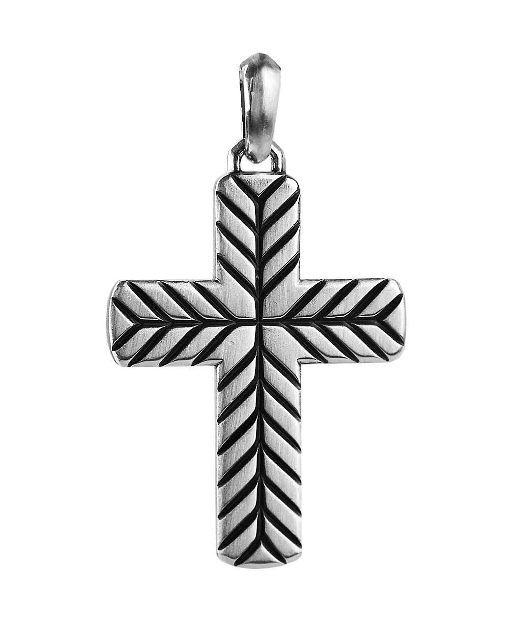 Image of David Yurman 925 Sterling Silver Chevon Cross Pendant