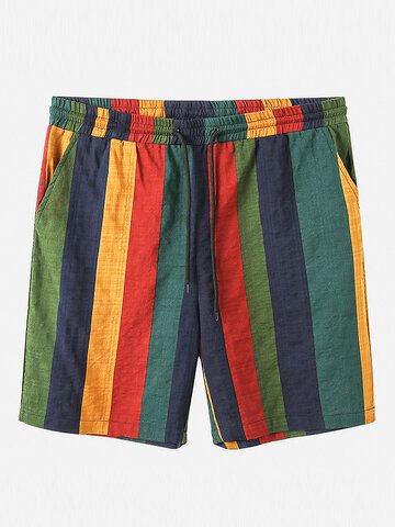 Thin & Breathable Cotton Colorful Stripe Shorts