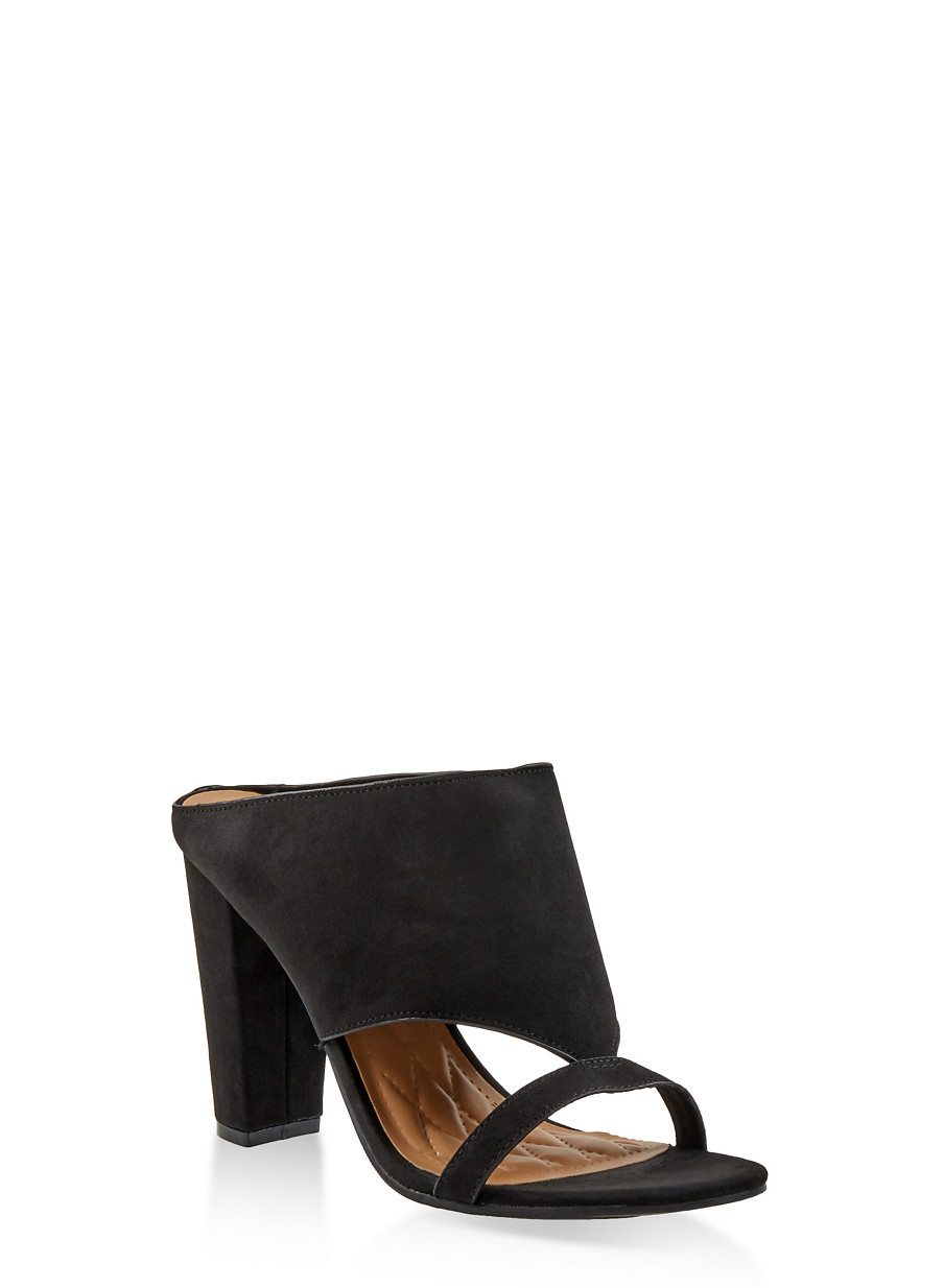 Cut Out Block Heel Mules