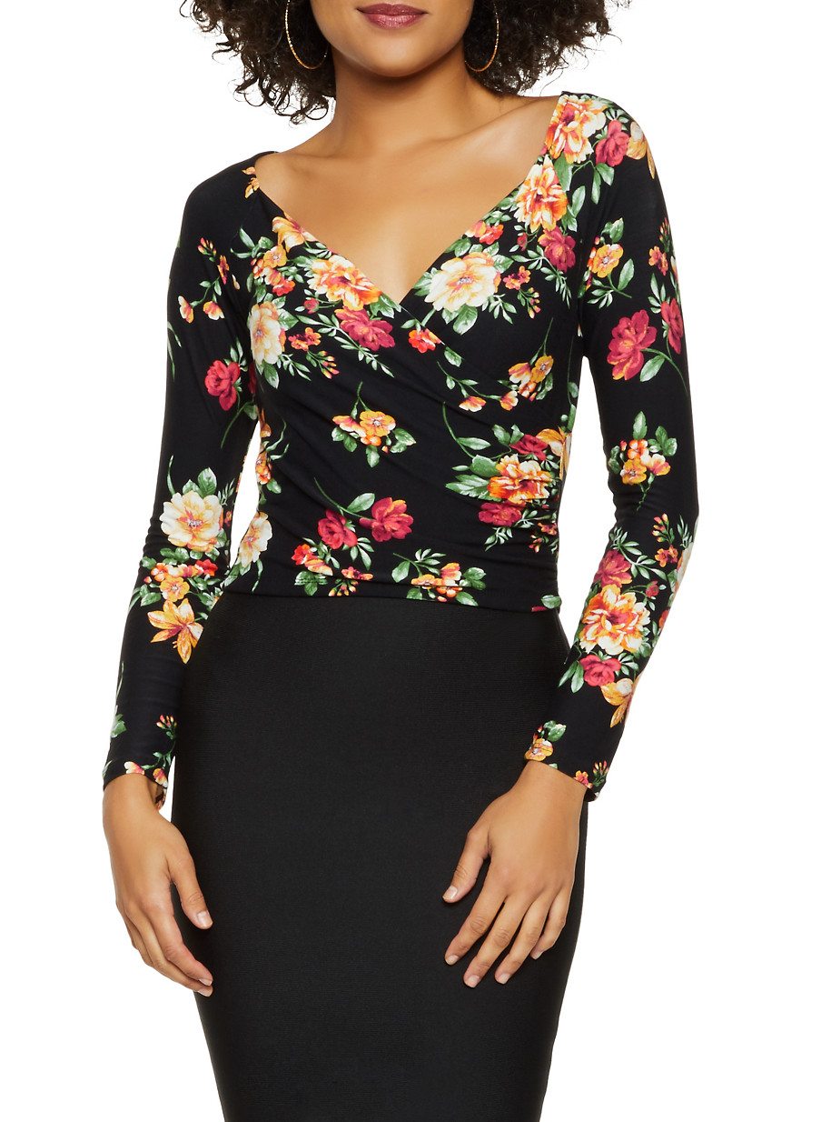 Faux Wrap Floral Top