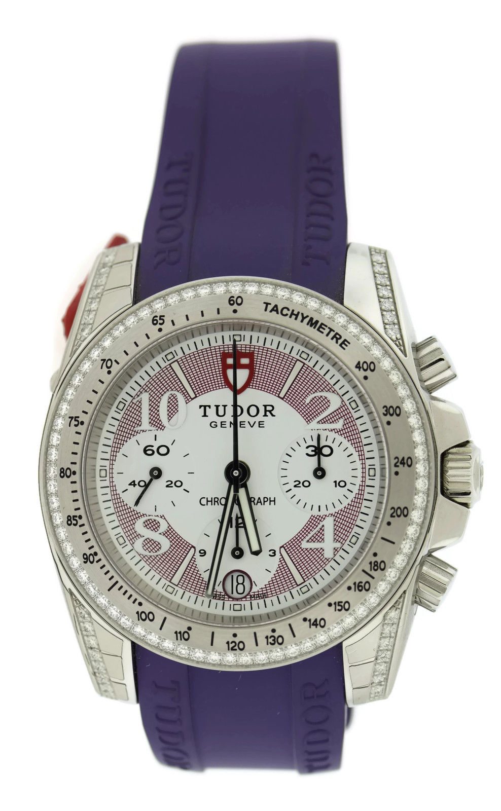 Image of Tudor Diamond Chronograph 20310 Stainless Steel & Rubber 41mm Watch 