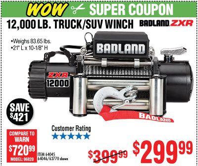 View 12000 lbs. Off-Road Vehicle Electric Winch with Automatic Load-Holding Brake