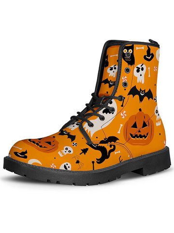 Men Large Size Halloween Printing Boots
