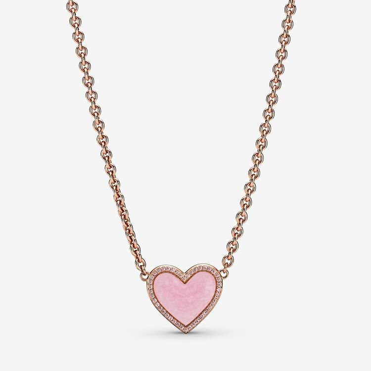 Pandora Pink Swirl Heart Collier Necklace