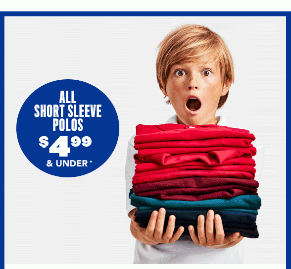 All Short Sleeve Polos $4.99 & Under