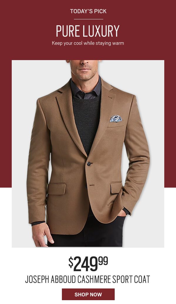 $249.99 Joseph Abboud Cashmere Sport Coat. Shop now.