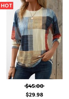 Beige Patchwork Geometric Print Long Sleeve T Shirt