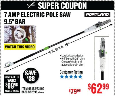 View 9.5 In. 7 Amp Electric Pole Saw