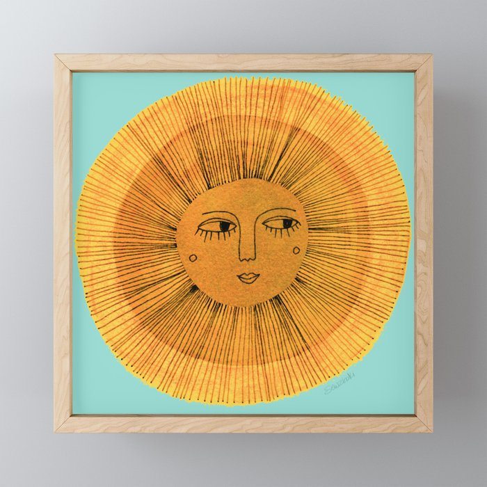 Sun Drawing - Gold and Blue
