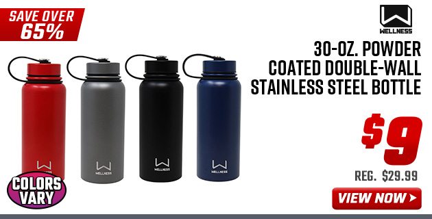 Wellness 30-oz. Powder Coated Double-Wall Stainless Steel Bottle