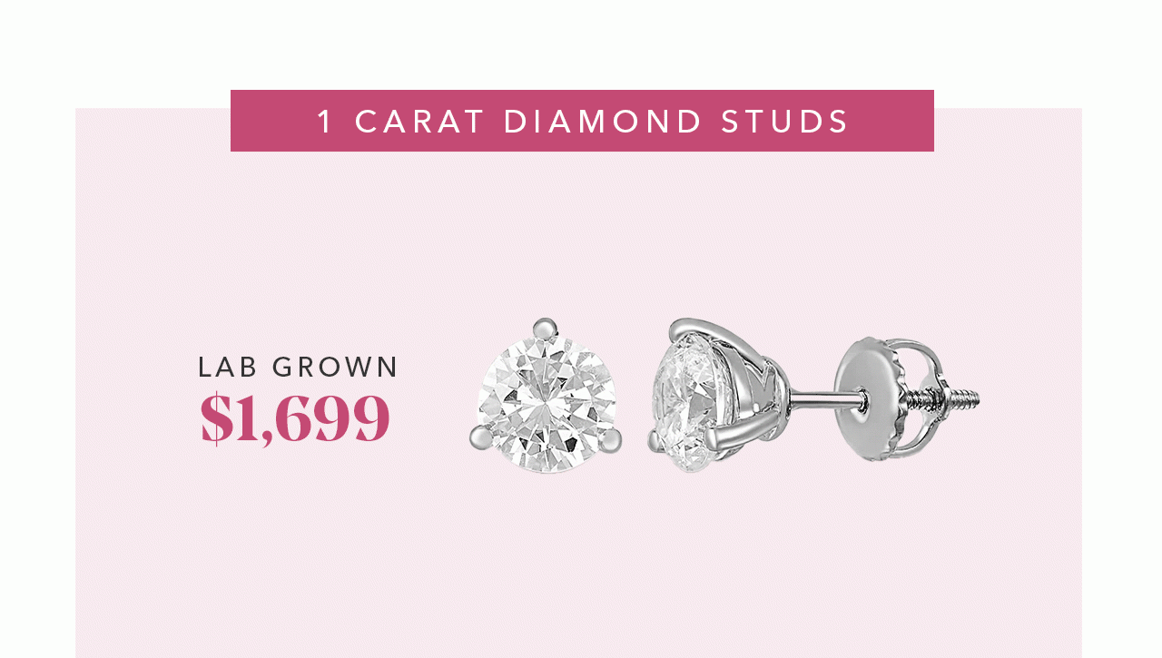 1 Carat Lab Grown Diamond Studs: $1699 | 1 Carat Natural Diamond Studs: $2299