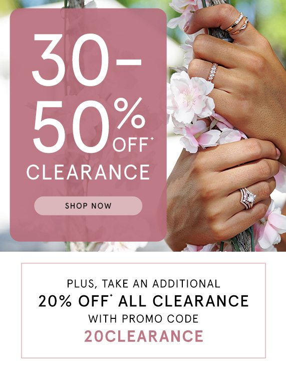 30-50% Off Clearance + Take an Extra 20% Off with Promo Code 20CLEARANCE