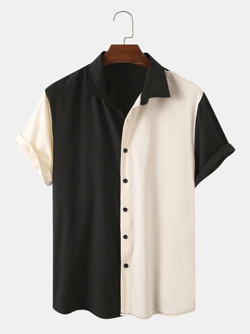 Asymmetric Color Matching Shirt