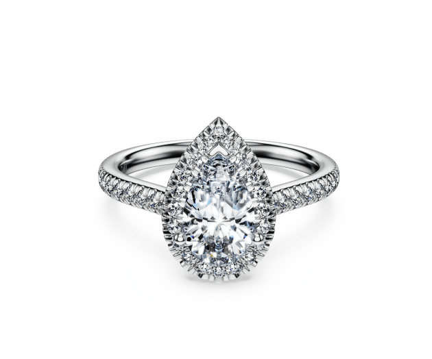 Eternity halo solitaire ring, Lab-grown diamonds 1.3 ct tw, Mixed cuts, 14K white gold