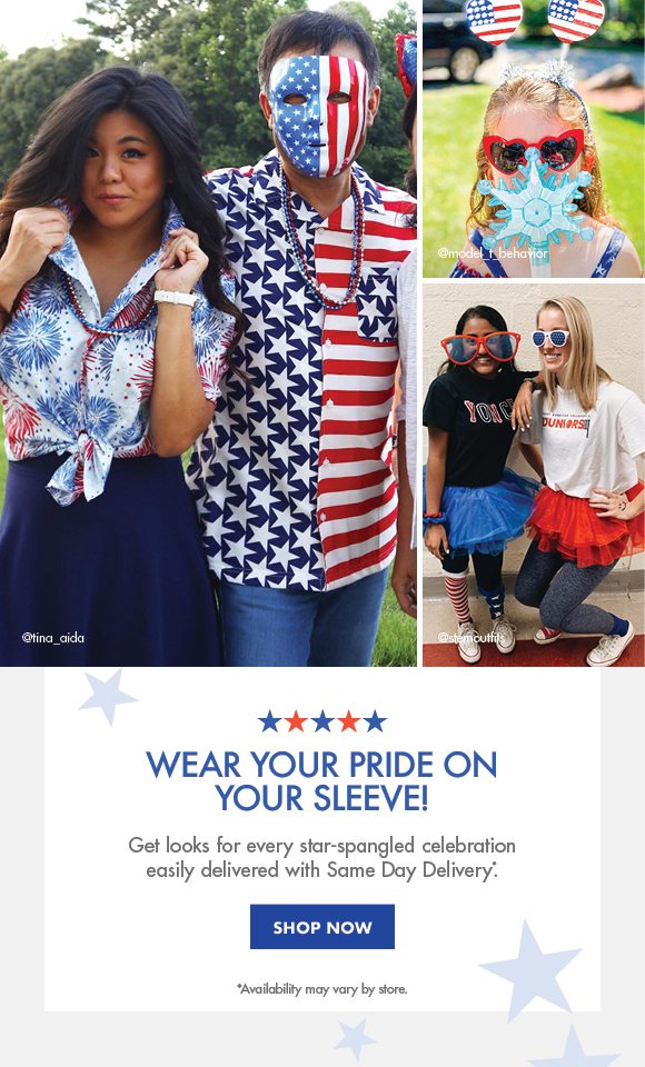 Wear your pride on your sleeve! | Get looks for every star-spangled celebration easily delivered with Same Day Delivery. | Shop Now