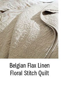 Belgian Flax Linen Floral Stitch Quilt