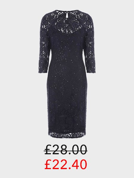 Womens Black Lace and Sequin Dress