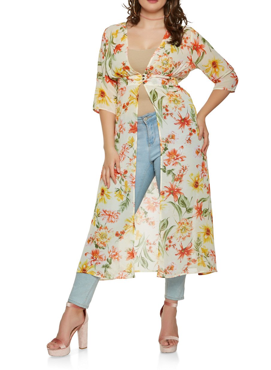 Plus Size Sheer Floral Maxi Top