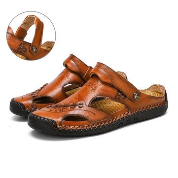 Men Hole Leather Sandals
