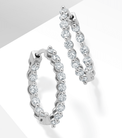 Lab-Grown Diamonds by KAY Inside-Out Hoop Earrings 1 ct tw 14K White Gold