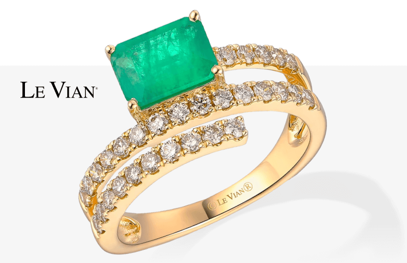 Le Vian Good Karma Emerald-Cut Emerald Ring 5/8 ct tw Diamonds 14K Honey Gold