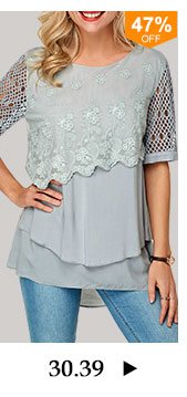 Fishnet Patchwork Half Sleeve Layered Blouse