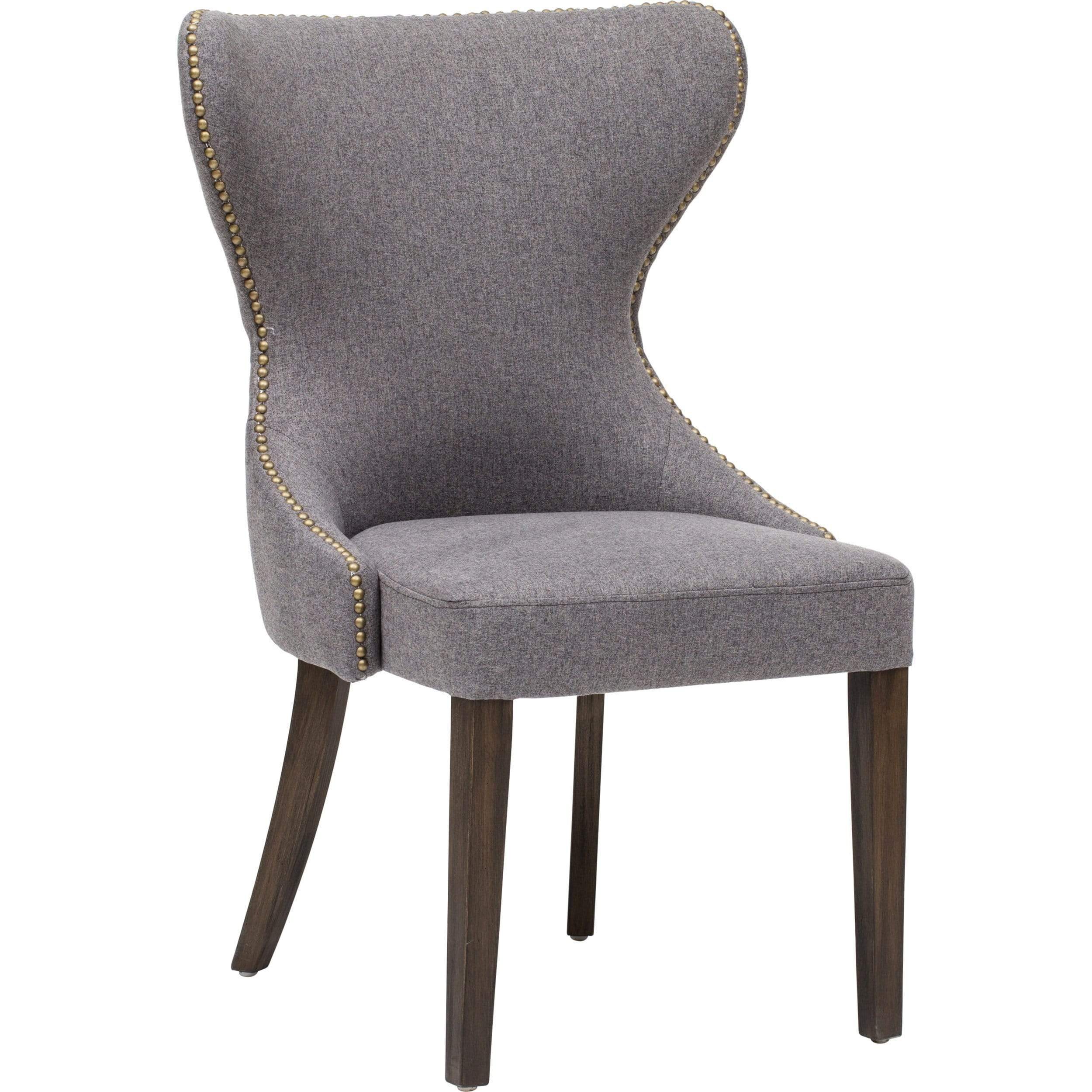Ariana Dining Chair, Dark Grey, Brass Nailheads