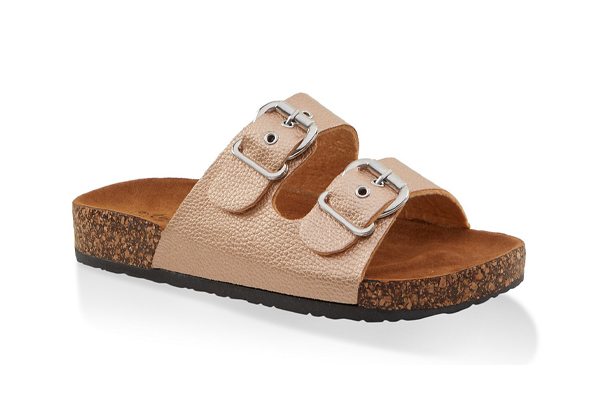 Double Buckle Footbed Sandals