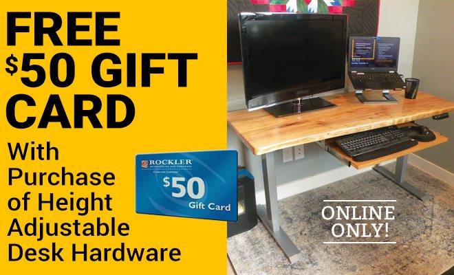 Free $50 Gift Card with Purchase of Height Adjustable Desk Hardware