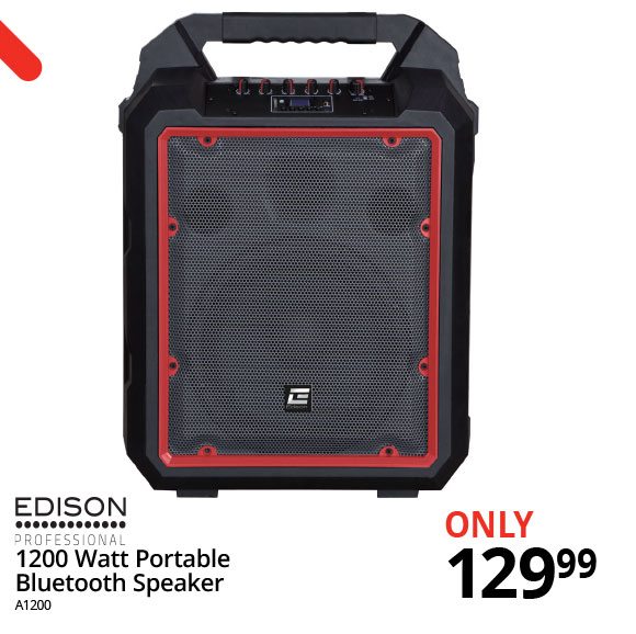 edison 1200 watt portable bluetooth speaker