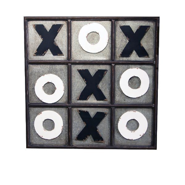 Distressed Metallic Tic Tac Toe Wall Decor