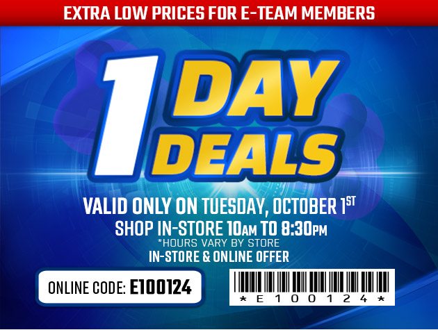 One Day Deals - Tuesday, October 1, 2024