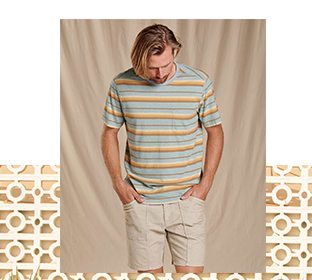 Shop Men's Grom Hemp Tee - Blue Surf Stripe