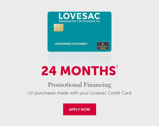 24 Months† | Promotional Financing On purchases made with your Lovesac Credit Card | APPLY NOW >>