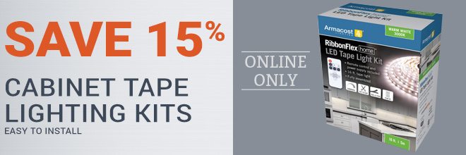 Online Only! Save 15% on Cabinet Tape Lighting Kits