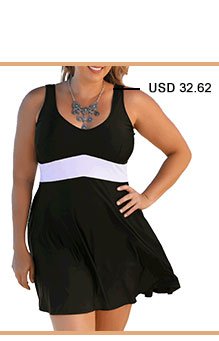 Black Scoop Back Plus Size Swimdress and Panty