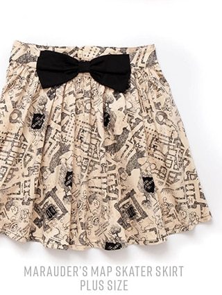 Marauder's Map Skater Skirt Plus Size