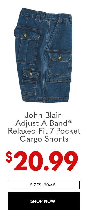 John Blair Adjust-A-Band® Relaxed-Fit 7-Pocket Cargo Shorts