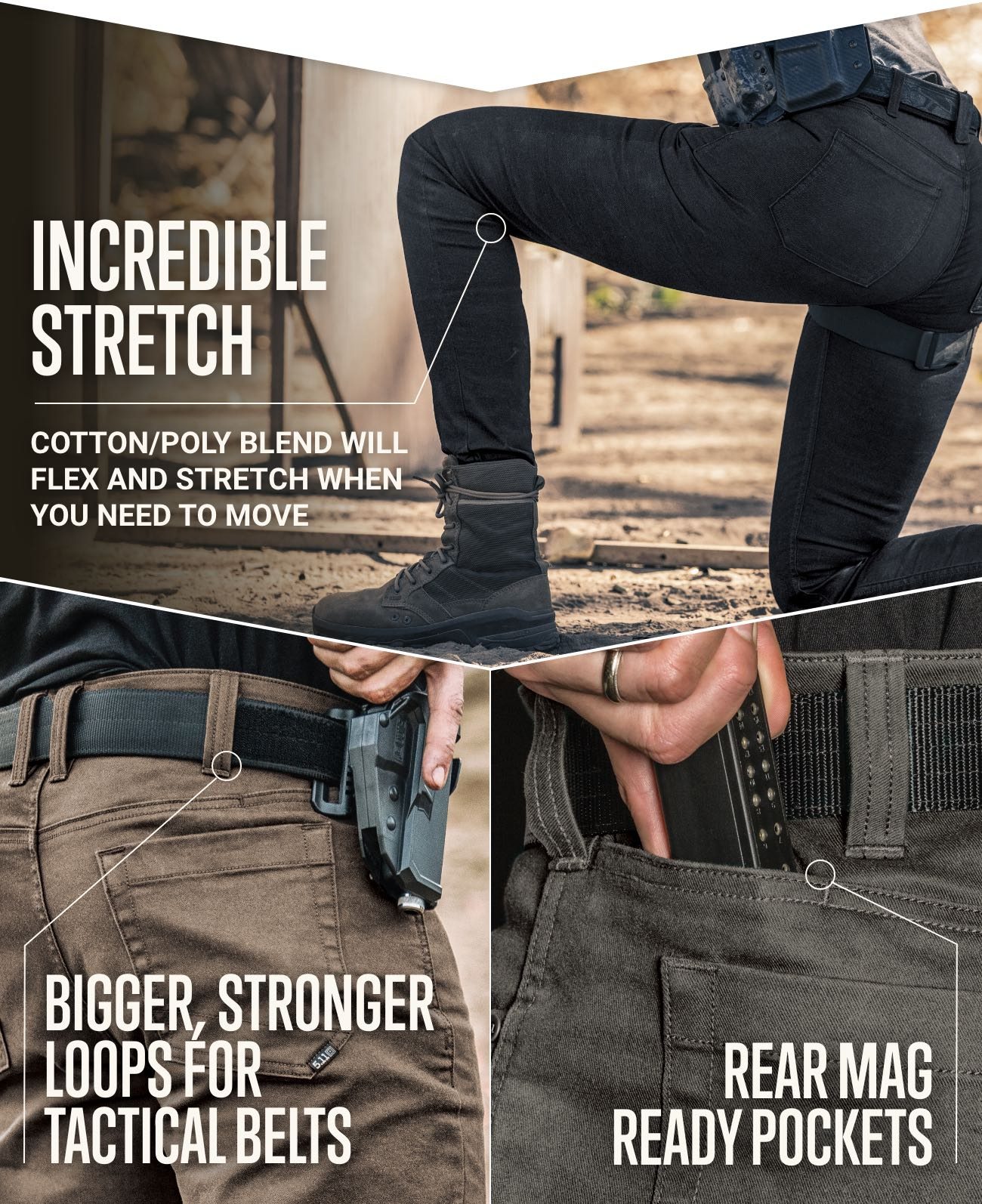 Incredible Stretch | Bigger, Stronger Loops for Tactical Belts | Rear Mag Ready Pockets