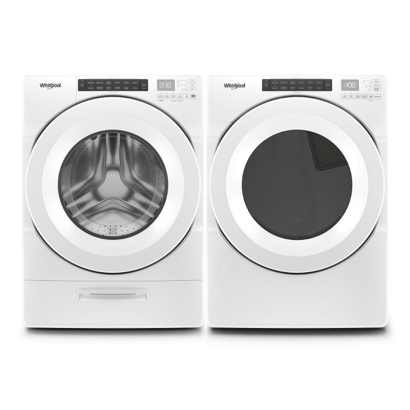 Whirlpool Laundry Pair with Front Load Washer and Intuitive Electric Dryer - White