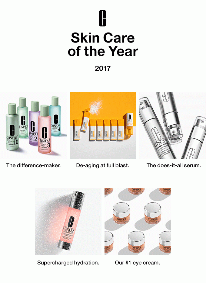 Skin Care of the Year 2017 The difference-maker. De-aging at full blast. The does-it-all serum. Supercharged hydration. Our #1 eye cream. Skin Care of the Year 2017 These innovative movers and shakers make things happen for skin. The difference-maker. Makes your face feel so nice and clean. —kaitlyn0323 $24.50 De-aging at full blast. My skin was visibly brighter! —ShelleyW $27.00 The does-it-all serum. I can clearly see a difference. —DomesticDiva31 $59.50 Supercharged hydration. Totally soothes my dry skin. —IrishGrl $39.00 Our #1 eye cream. The best under-eye product I’ve ever used. —Kacadair $32.50