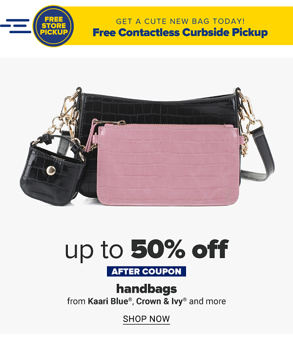 Up to 50% off handbags after coupon - from Kaari Blue, Crown & Ivy and more. Shop Now.
