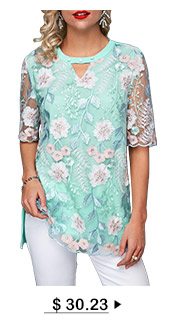 Faux Pearl Embellished Keyhole Neckline Blouse