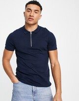 Originals knitted zip polo shirt in navy