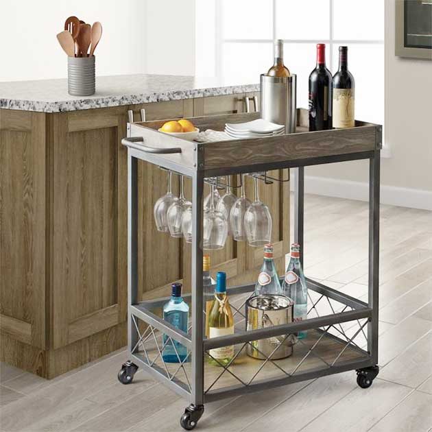 Farmhouse Bar Cart in Grey